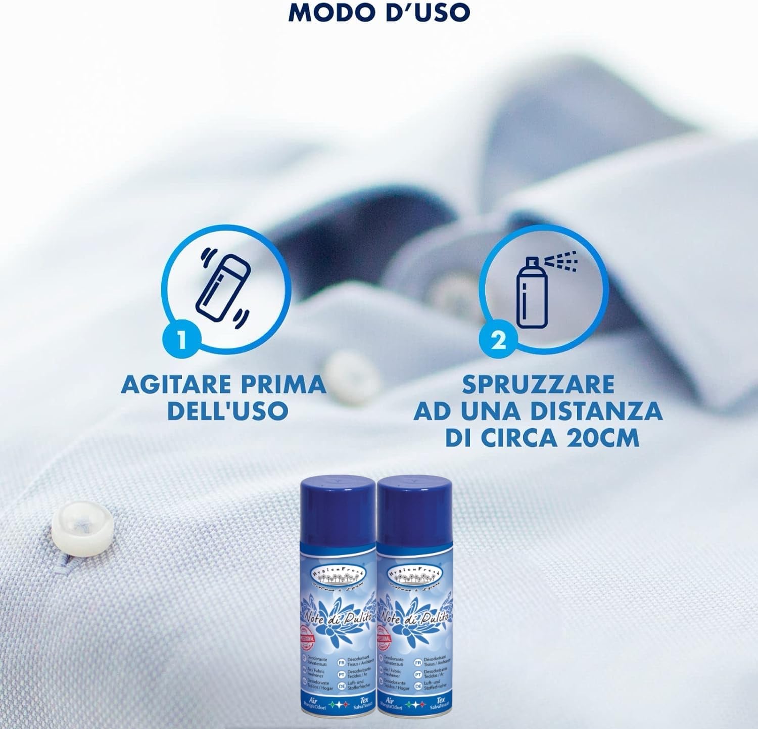 HOME PRO Kit de 6 aerosoles desinfectantes – Notas de limpieza – Desodorante profesional multiusos para tejidos y ambientes, elimina olores, protege tejidos – 6 x 400 ml – Fabricado en Italia
