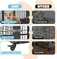 Vista 7 de Jaula resistente para perros de 48 pulgadas con divisor, jaula de acero indestructible a prueba de escapes, jaula de alta ansiedad para interiores