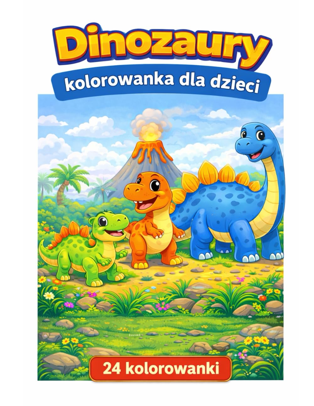 Dinozaury -Kolorowanki dla Dzieci: 24 kolorowanki