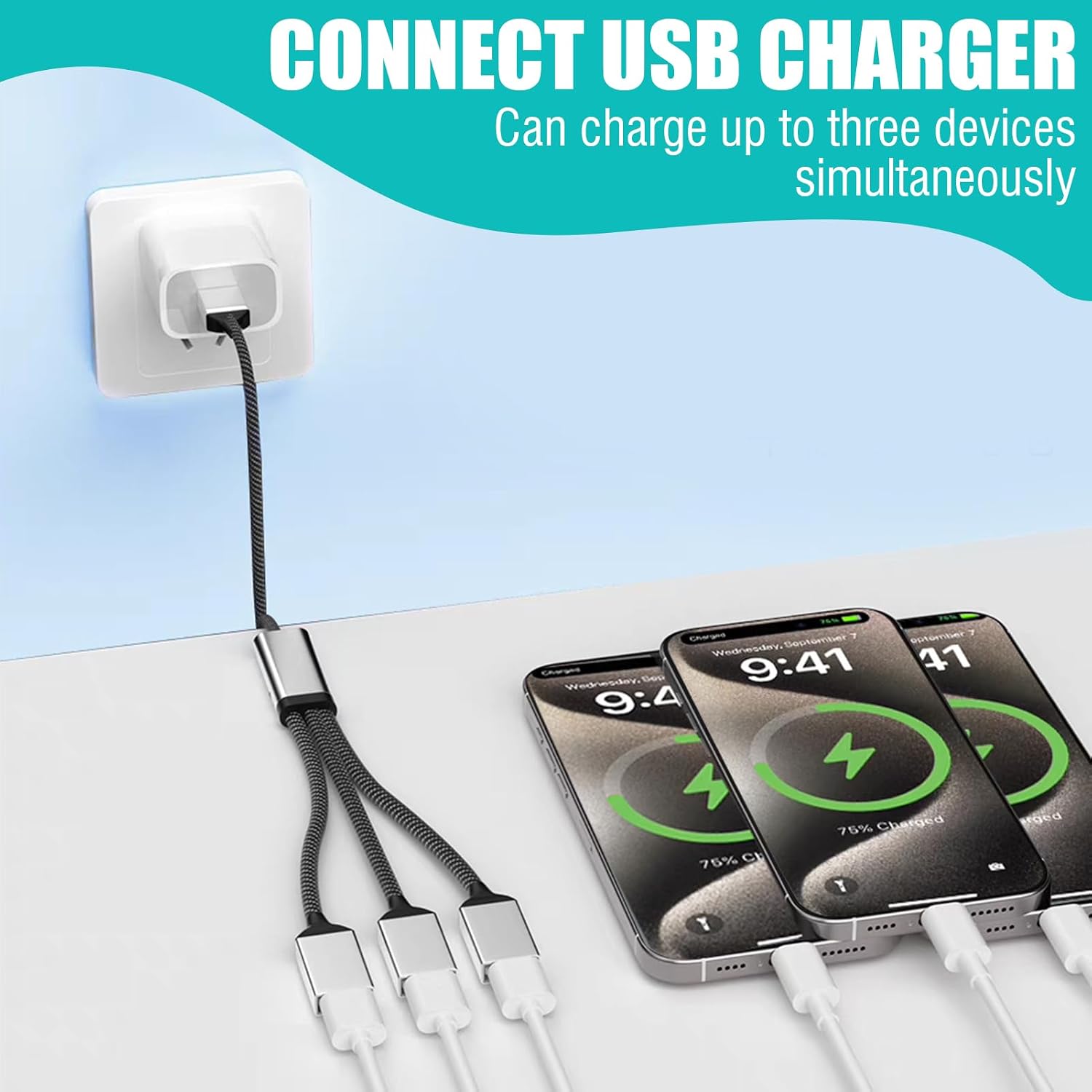 USB-кабель «1-мужской на 3-женские», USB-разветвитель 1 на 3, для зарядки и передачи данных, для ноутбука или других электронных устройств