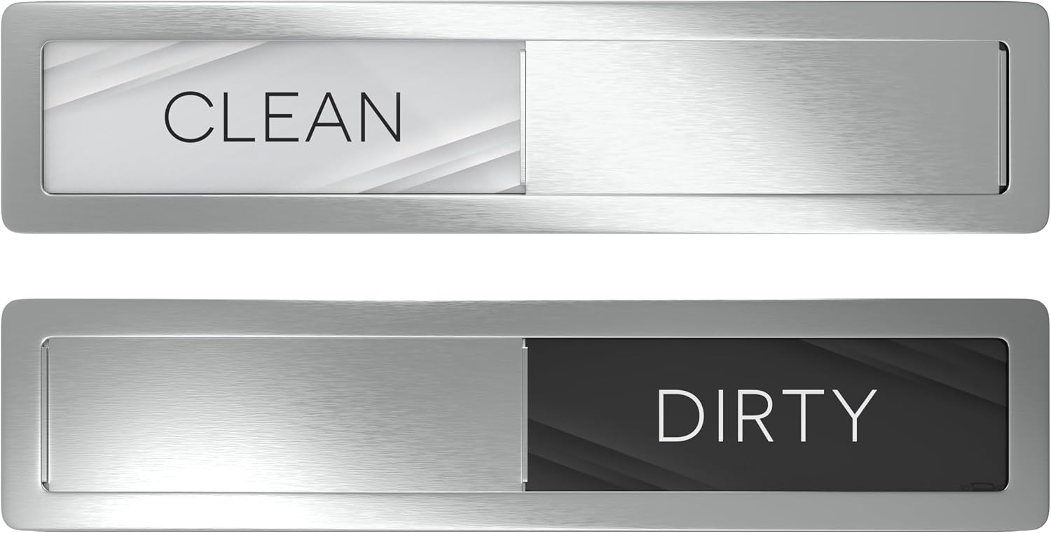 Stainless Steel Dishwasher Magnet Clean Dirty Sign, Premium Clean Dirty Magnet for Dishwasher with a Protective Backing & Adhesives, Kitchen Gadgets Decor, Black White Dirty Clean Dishwasher Magnet