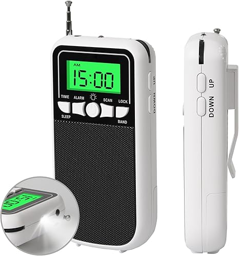 Radio portátil AM FM SW, radio transistor con linterna LED, radio a batería 2AA para recepción de largo alcance, radio Walkman de bolsillo de