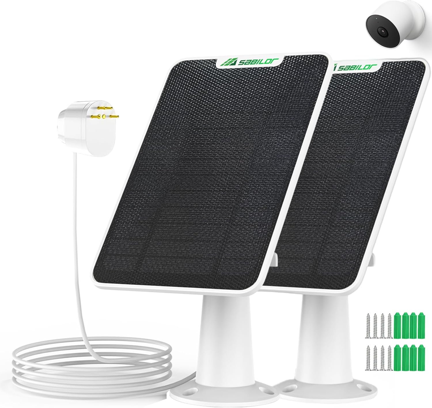 4 Pack 6W Solar Panel Charger for Arlo Pro 5S/Pro 4/Pro 3/Pro 3 Floodlight/Ultra 2/Ultra, IP65 Weatherproof Solar Panels Compatible with Arlo Solar Panel with Secure Wall Mont 9.8FT Cable 360° Bracket