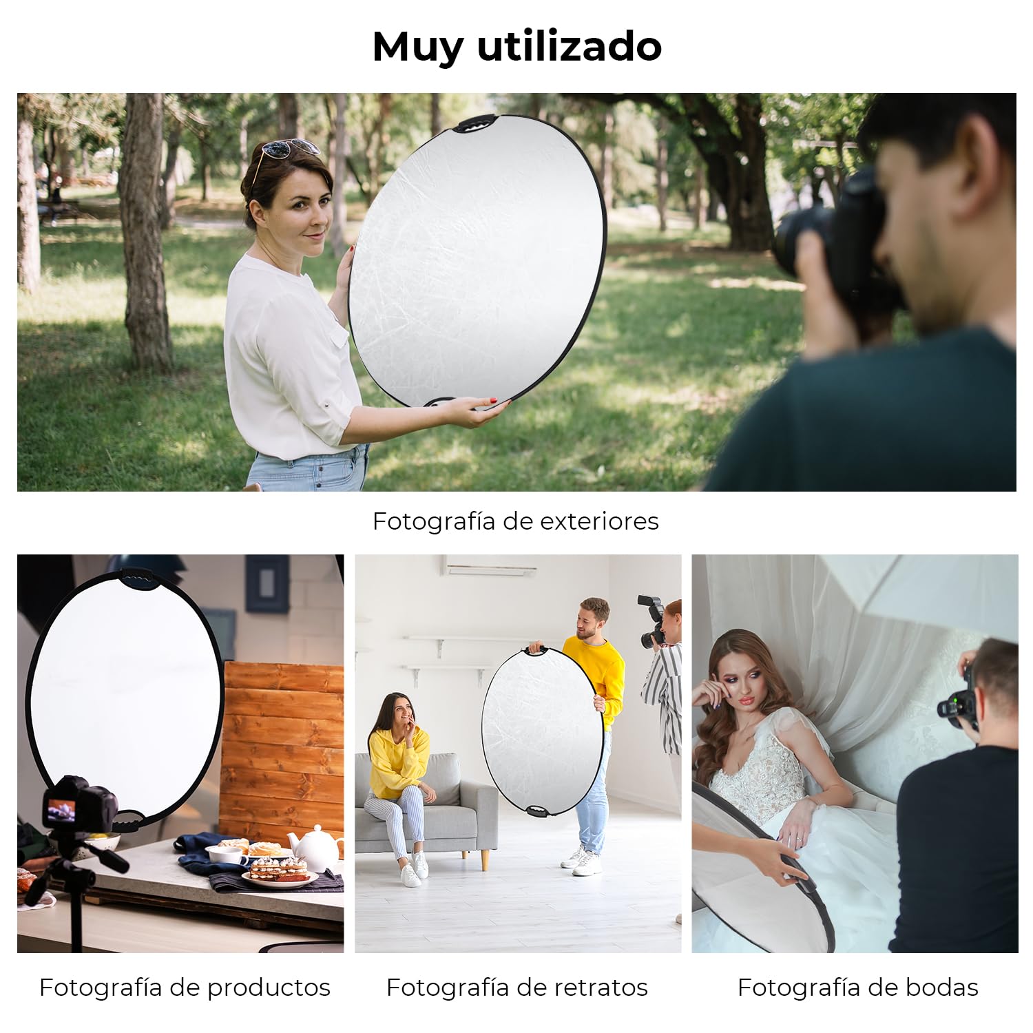 Riflettore 5-in-1 K&F Concept 80cm - Diffusore Pieghevole Con Oro, Argento, Bianco, Nero E Traslucido - Foto 3