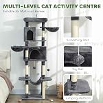 PawHut Cat Tree, 69" Cat Tower for Indoor Kittens, Multi-Level Tower with 2 Condos, Scratching Posts, 2 Hammocks, Perches, Pompoms for Multiple Kitties, Dark Grey