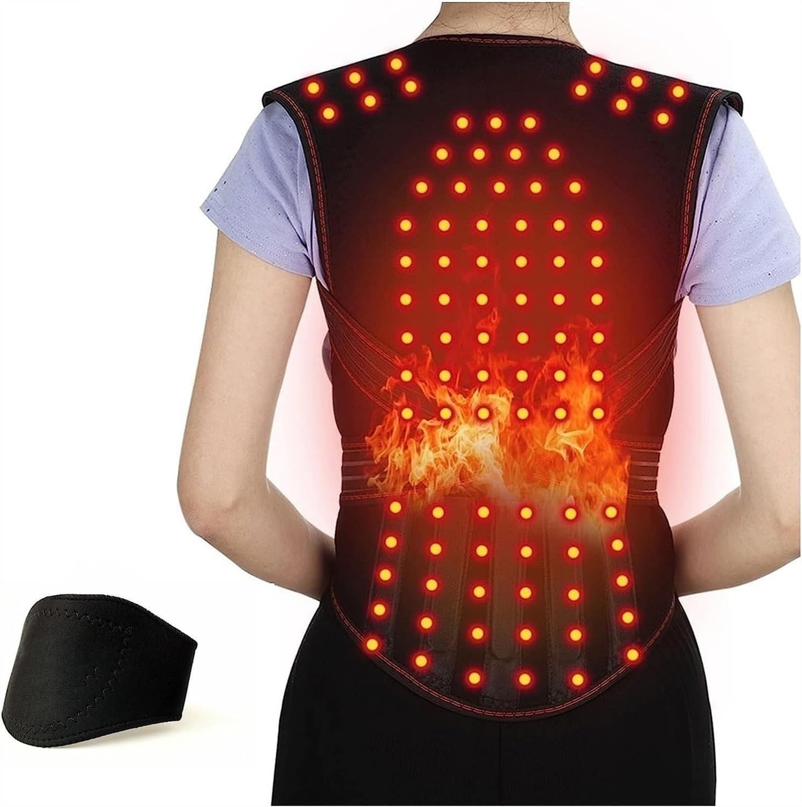 Wärmetherapieweste, Rückenstütze Zur Haltungskorrektur Schwarz 108 Stück Magnetische Rückenbandage Zur Aufrechterhaltung Eines Geraden Rückens (Size : XL)