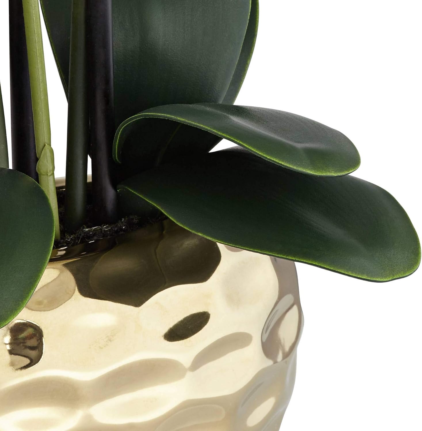 Dahlia Studios Potted Faux Artificial Flowers Realistic White Phalaenopsis Orchid in Silver Gold Ceramic Pot Home Decoration Living Room Office Bedroom Bathroom Kitchen Dining Room 23" High : Home & Kitchen