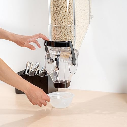Miniatura 5 de Restaurantware Dispensador de cereales de 5 galones de plástico montado en la pared, dispensador de caramelos, alimentos secos negros de