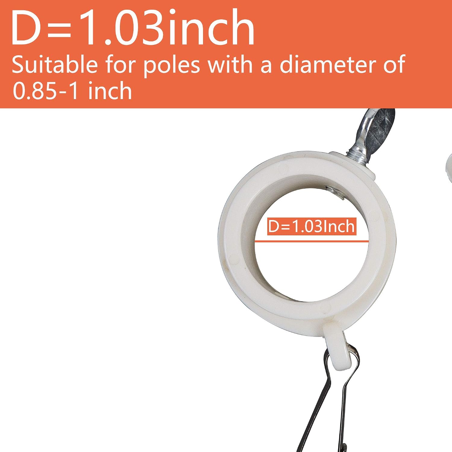VIEKEY Flag Pole Rings,Tangle Free Flag Pole Mounting Clips, Rotating Flagpole Ring Parts with Metal Clips - 1" Diameter (Pack of 4)