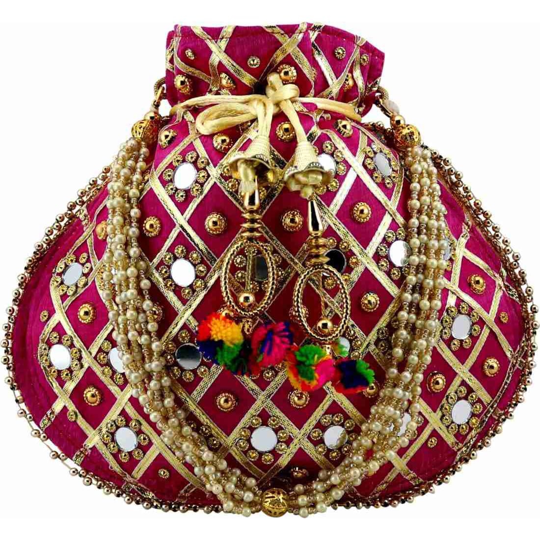 n a purse Elegant Silk Potli Bag with Pearl & Gold Embellishments – Perfect for Weddings, Festivals, and Special Occasions-picture-50