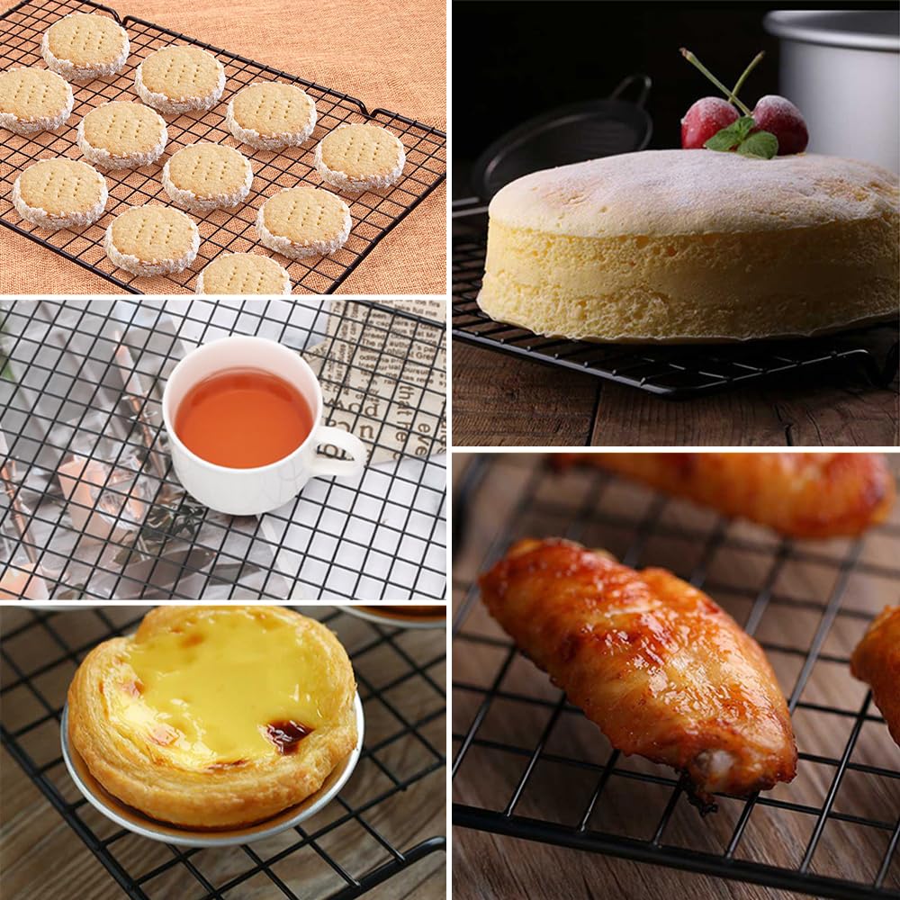 Grille de Refroidissement Patisserie Acier Inoxydable Rectangulaires 40x25cm 2mm Antiadhésif Noir 2 Pièces