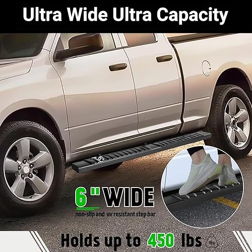 Miniatura 6 de PZ Estribos de 6 pulgadas para Dodge Ram 1500 QuadExtended Cab 2019-2025, nuevo estilo de carrocería de acero inoxidable cromado, rieles laterales