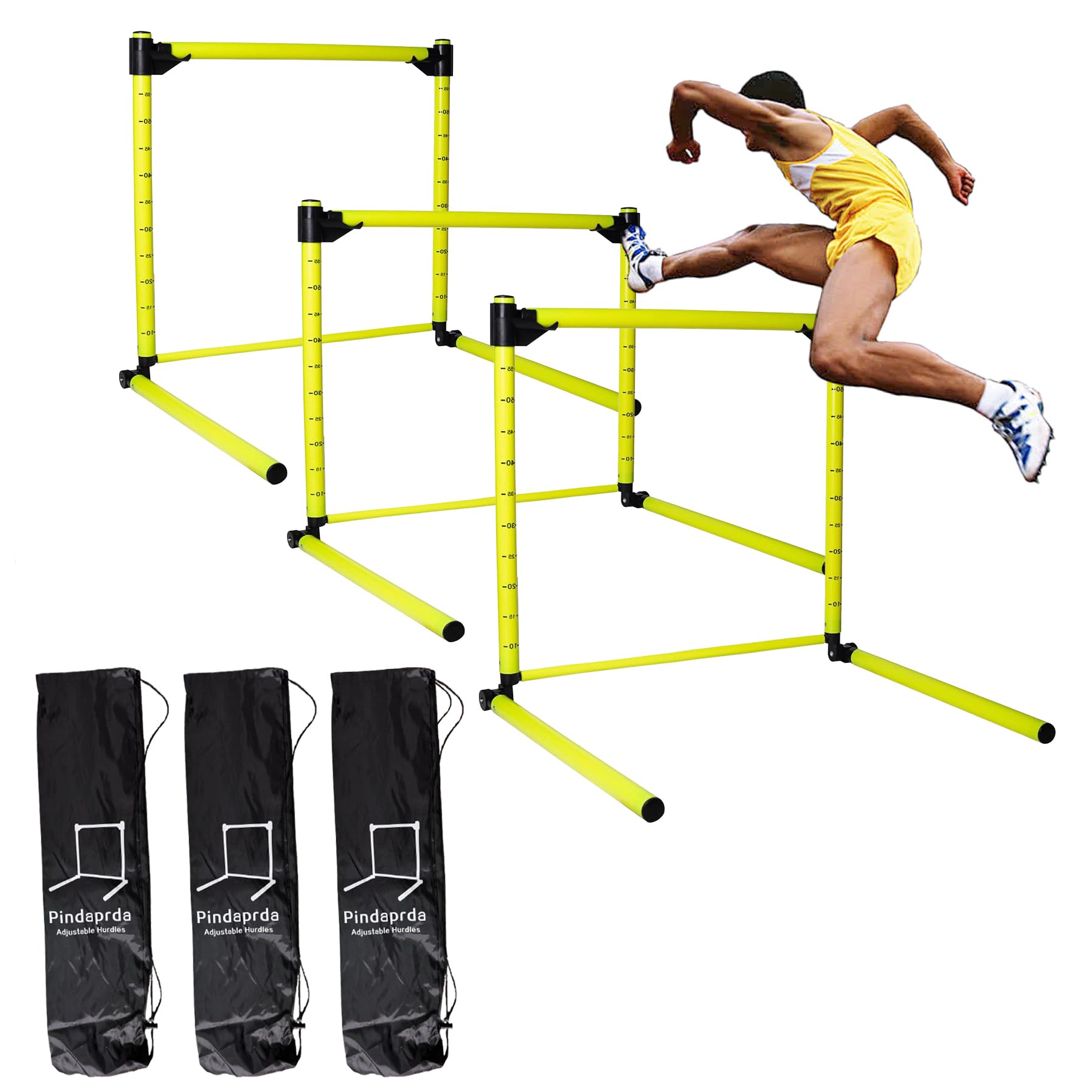 3PC Adjustable Hurdles with 3 Carring Bags, Detachable Agility Training Equipment with Scale, Football Practice Hurdle, Indoor & Outdoor Jumping Speed Hurdles for Athletes, Soccer, Basketball