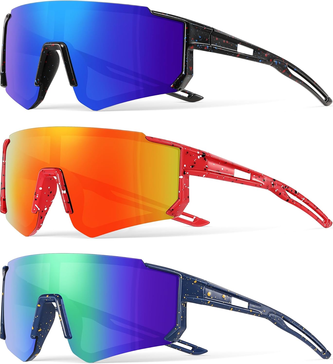 3PACK Kids Sunglasses Youth Baseball Sunglasses for Boys Girls Age 4-12,Softball Sports Cycling Goggles UV Protection