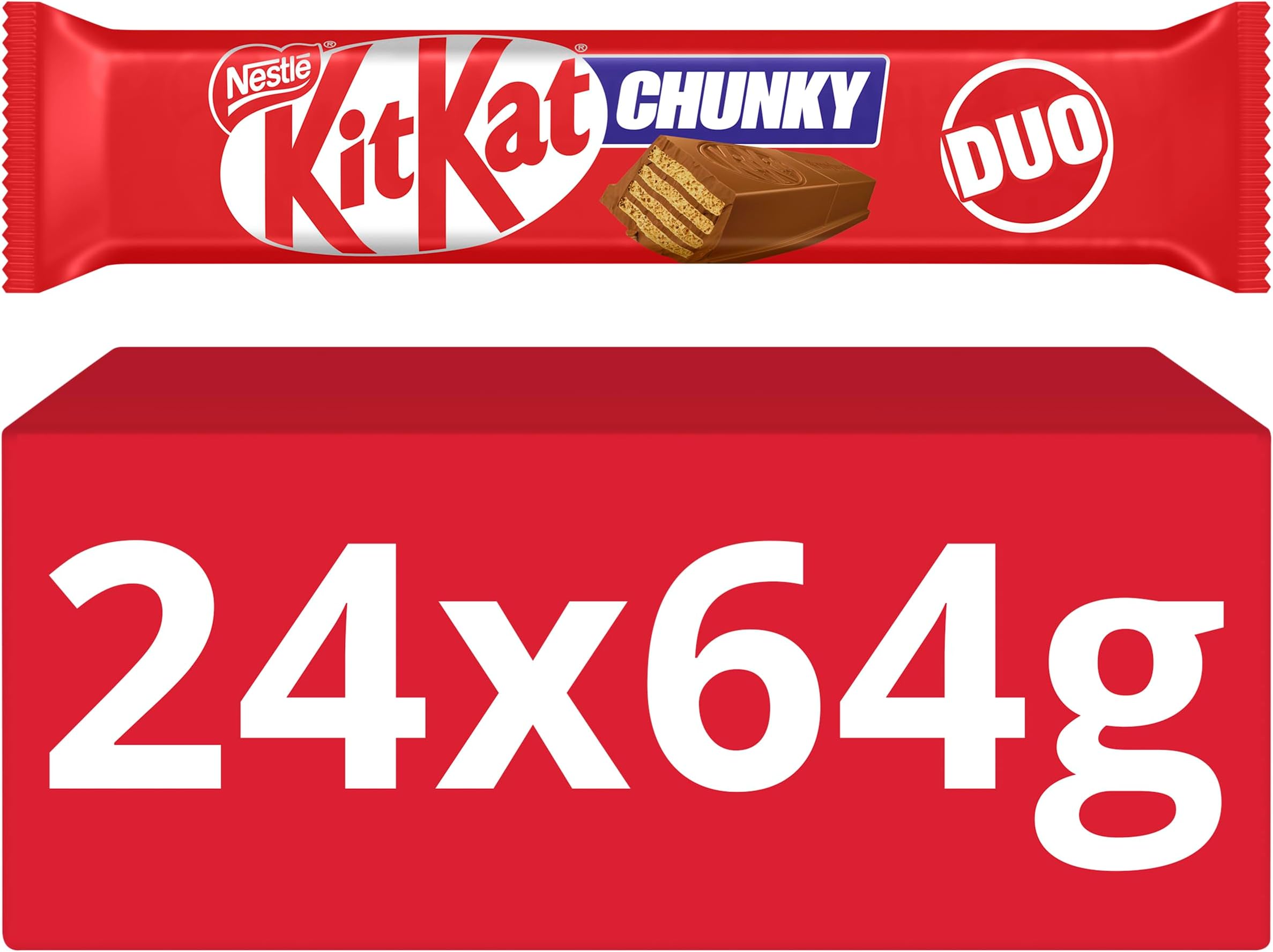 Chunky Duo Milk Chocolate Bars, 24 x 64 g