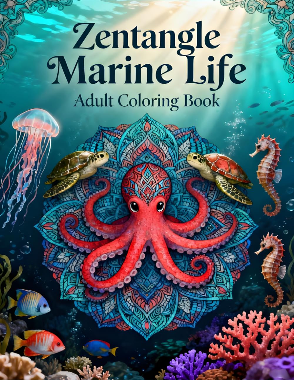 Zentangle Marine Life – Adult Coloring Book: Relaxing Ocean-Inspired Patterns for Stress Relief, Mindfulness, and Creative Expression