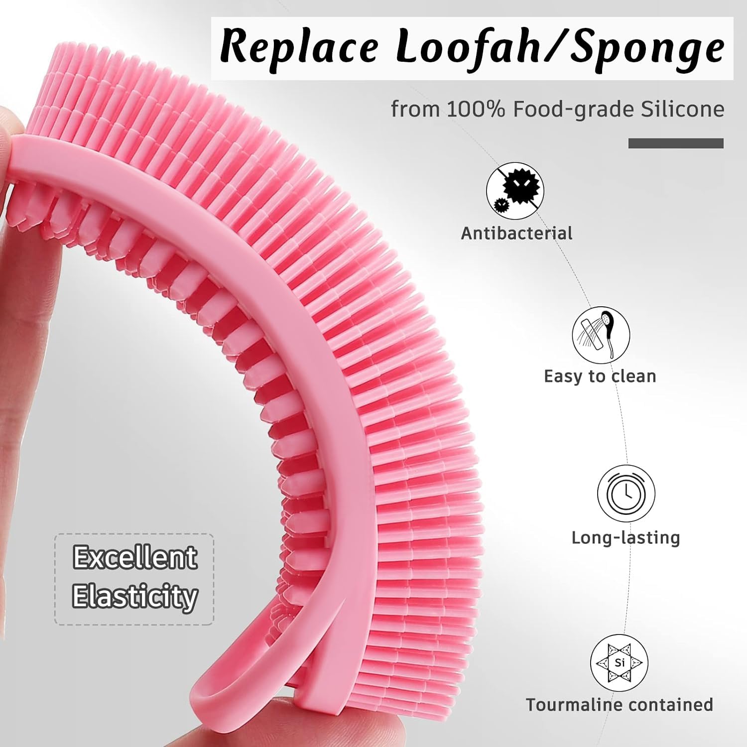 Rehair-2- In-1-exfoliating silicone body scrubber, clean to clean, letters well, long-lasting, and traditional loafh (hard and soft body scrubber) (pink) (pink) more hygienic than hygiene Rehair-2- In-1-exfoliating silicone body scrubber, clean to clean, letters well, long-lasting, and traditional loafh (hard and soft body scrubber) (pink) (pink) more hygienic than hygiene