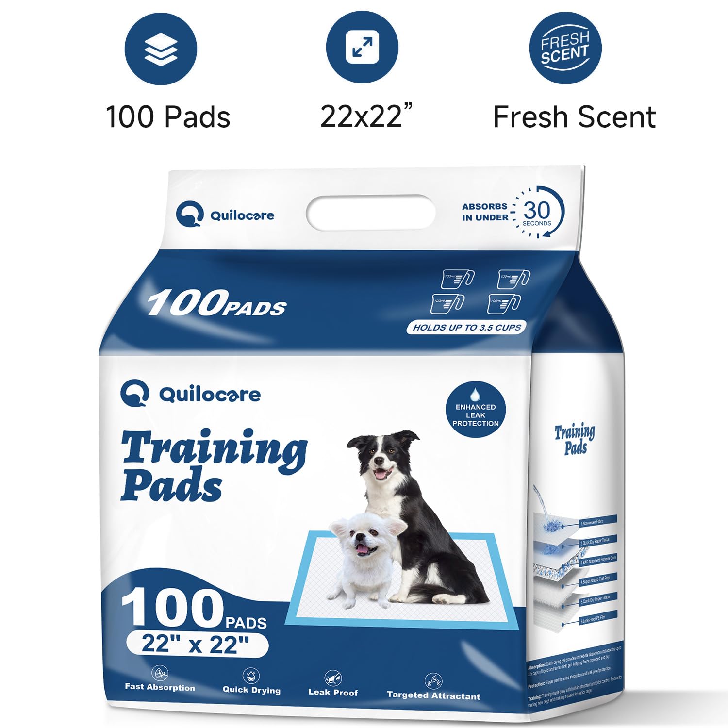 100 almohadillas desechables para orina de perro de 22 x 22 pulgadas, súper absorbentes, a prueba de fugas, de secado rápido, almohadillas para cachorros, almohadillas para orina de gato para perros,
