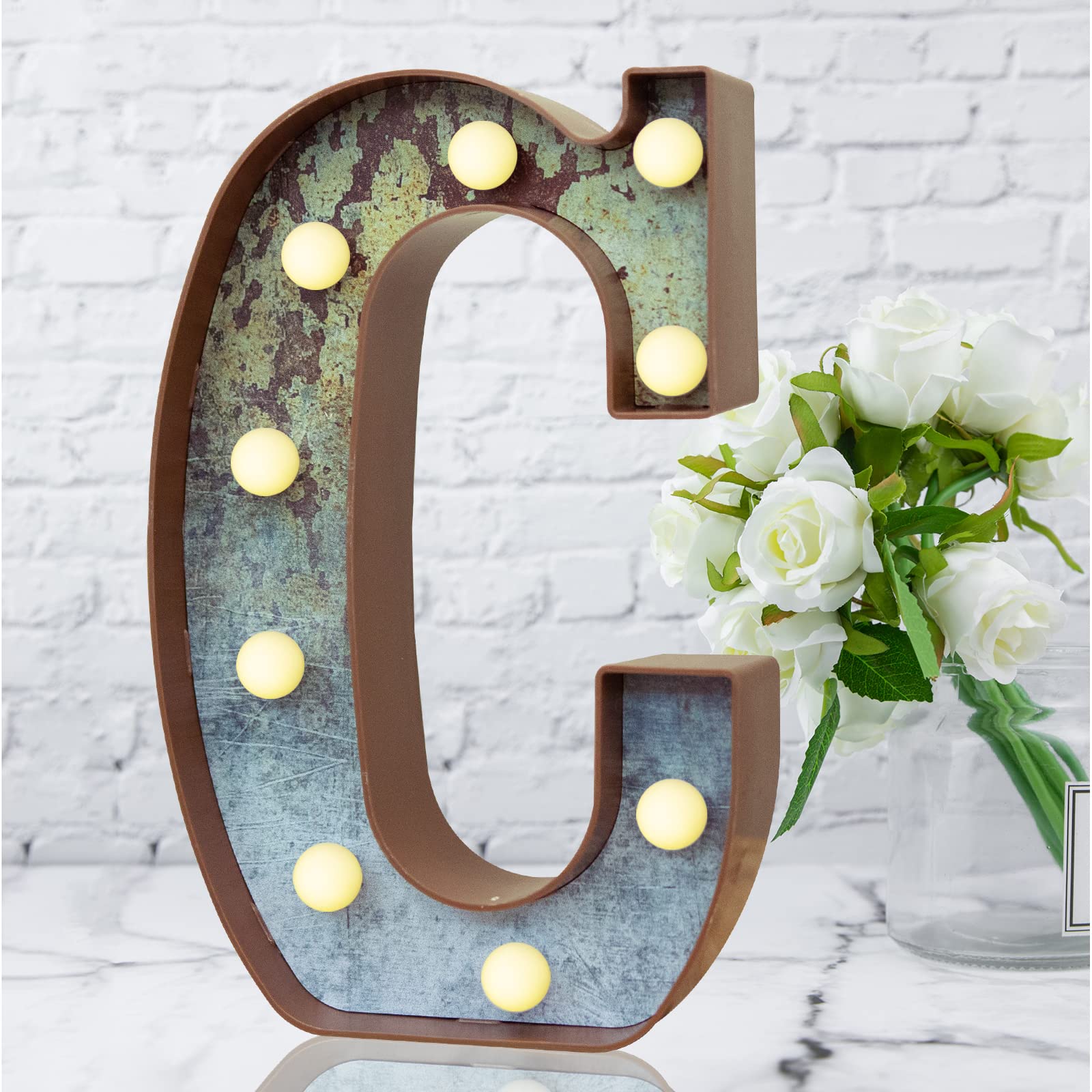 LED-Festzelt-Buchstaben, industrieller Vintage-Stil, beleuchtete Buchstaben, rost-Metall-Effekt, Festzelt, Buchstabe mit Lichtern, Beleuchtung, Buchstabenschilder für Weihnachten, Hochzeit,