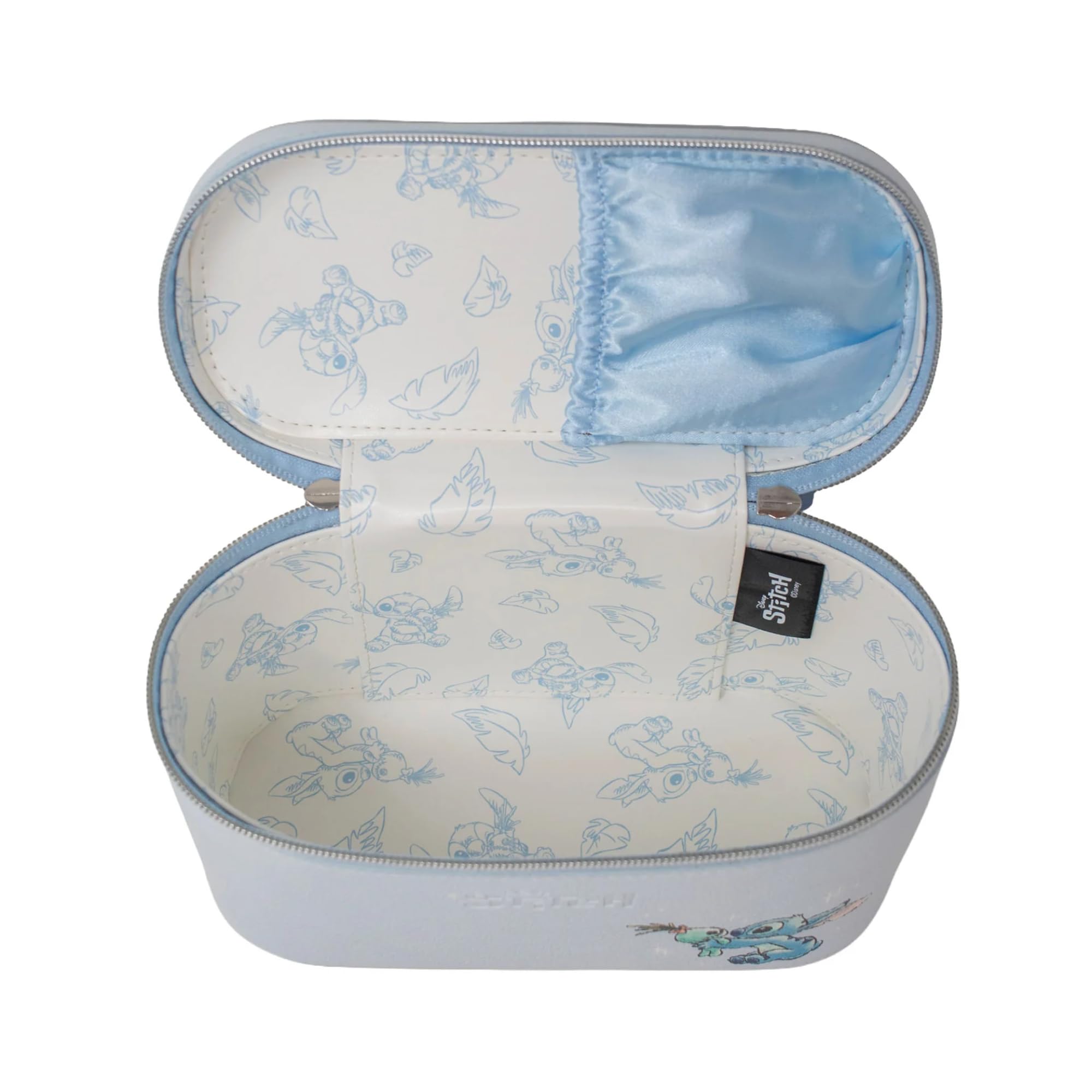 Impressions Vanity Stitch and Scrump - Custodia per trucchi con stampa a punto, tasca per pennelli, borsa per il trucco interna foderata in ecopelle con manico superiore e etichetta rimovibile con