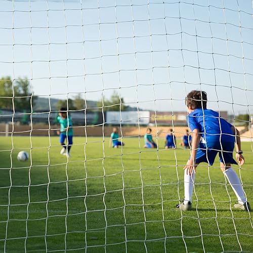 Miniatura 6 de Caprihom Red de repuesto para portería de fútbol y lazos de empuje, red de fútbol de repuesto para porterías de fútbol de 24 x 8 pies, 12 x 6 pies,