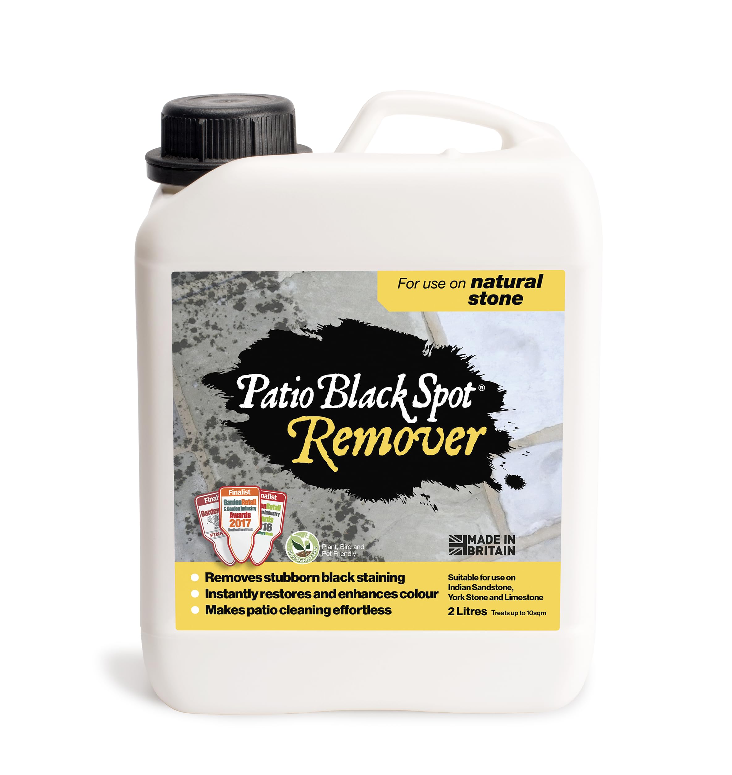 Sponsored Ad – Remover Patio Cleaner for Natural Stone - Indian Sandstone, Limestone, Yorkstone - Stubborn Black Stains, Green Stains, Restore Natural Colour - Biodegradable - 2 L