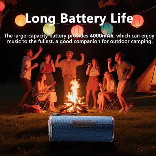 Miniatura 5 de COOPERS Altavoz Bluetooth portátil, altavoz Bluetooth inalámbrico, altavoces impermeables IPX5 con luces RGB, graves profundos de sonido estéreo