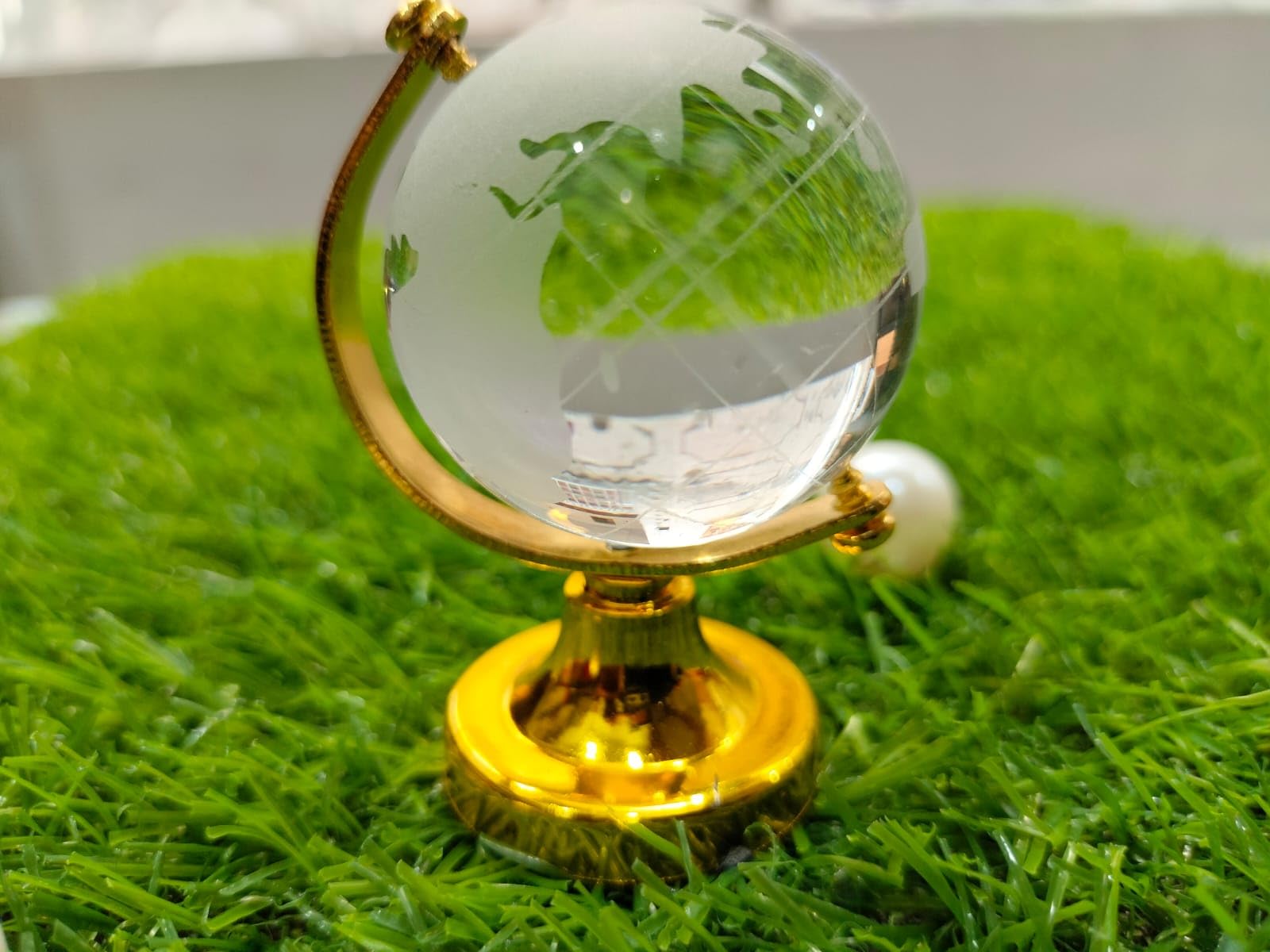 Buy Feng Shui Crystal Globe with Golden Stand for Positive Energy