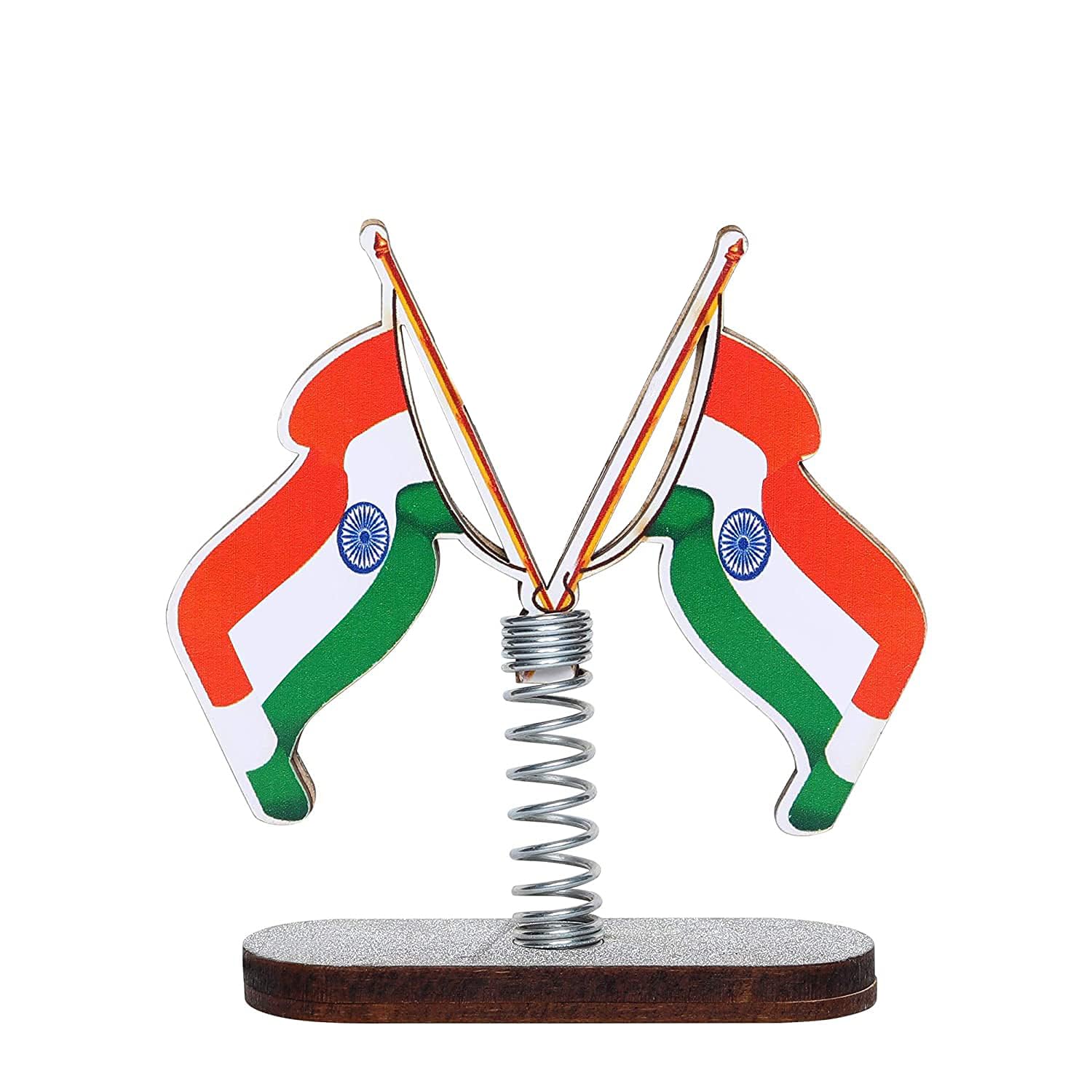 VOILA Indian Flags Stand on Spring for Car Dashboard Study Table Home Office Table Decor