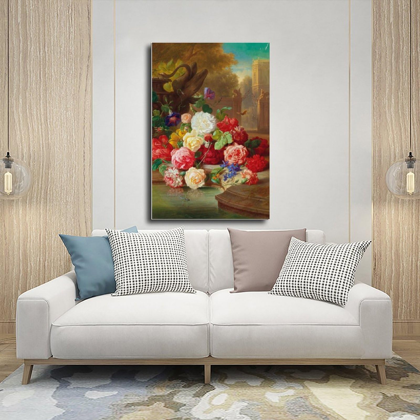 Blumenstück Mit Schmetterling In Einer Parklandschaft Poster su tela per ufficio Decor Gift