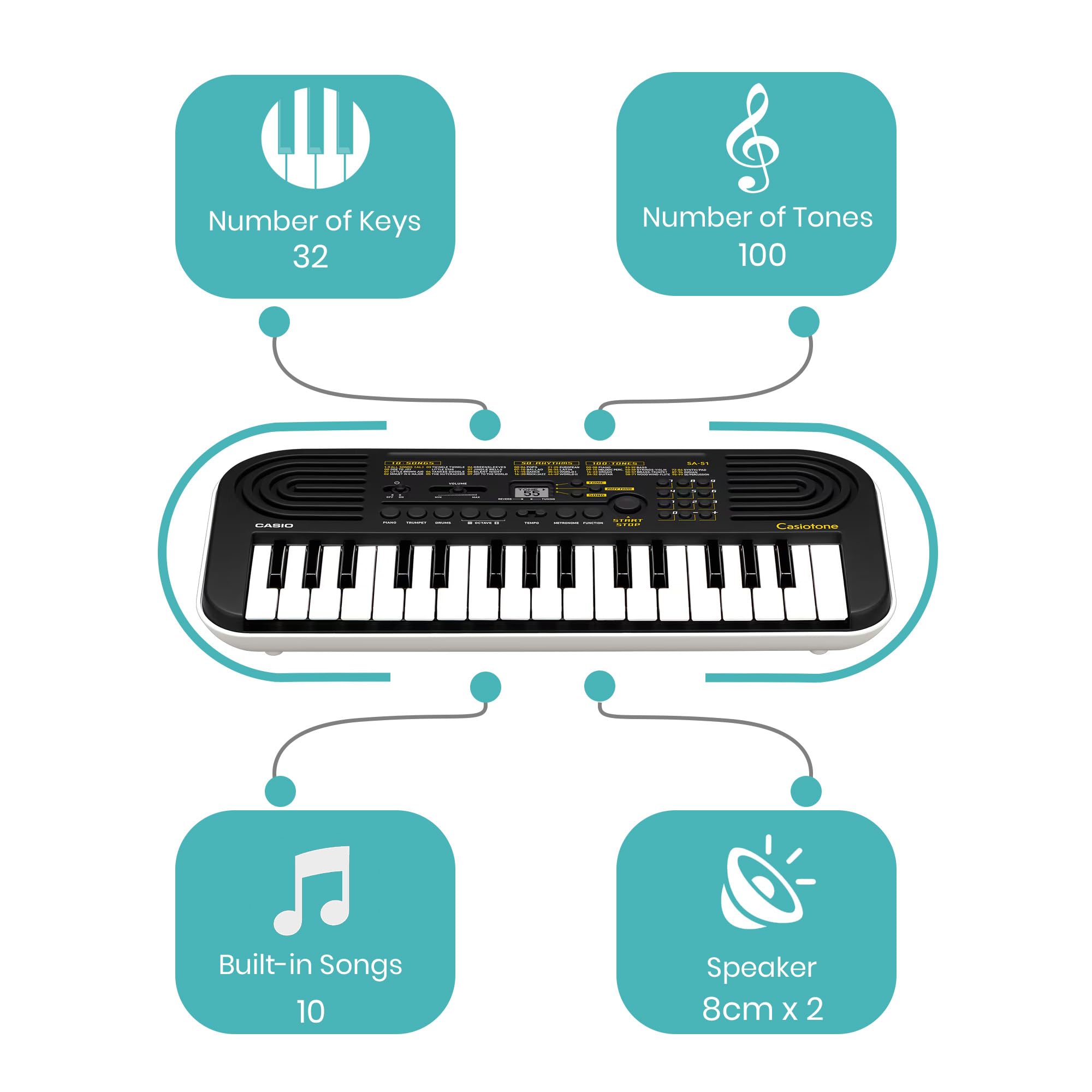 Amazon.com: Casio Casiotone SA-51 32-Key Mini Keyboard - Black