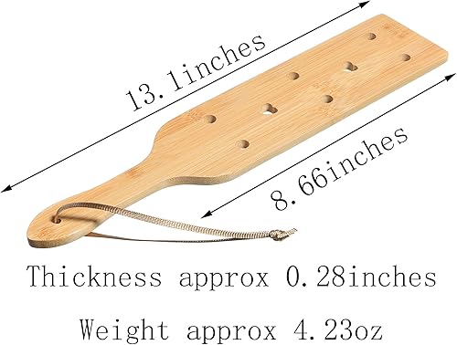 Miniatura 2 de Paleta de bambú de 13.1 pulgadas con agujeros de flujo de aire, paleta ligera de madera maciza duradera con superficie lisa, paleta de madera griega