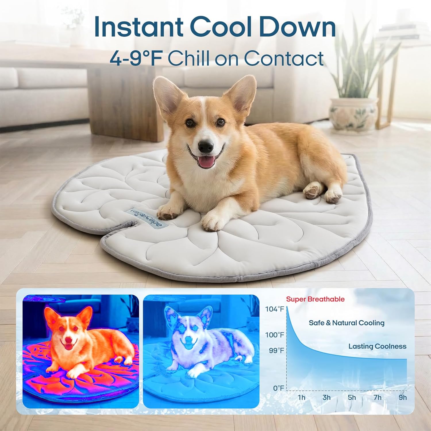 Vagascape Dog Cooling Mat, Washable Pet Cooling Mat, 35" x 33" Thick & Durable Large Cooling Mat for Dogs, Portable Foldable Premium Cooling Pad for Indoor, Outdoor, Travel, Camping, Patio and Beach