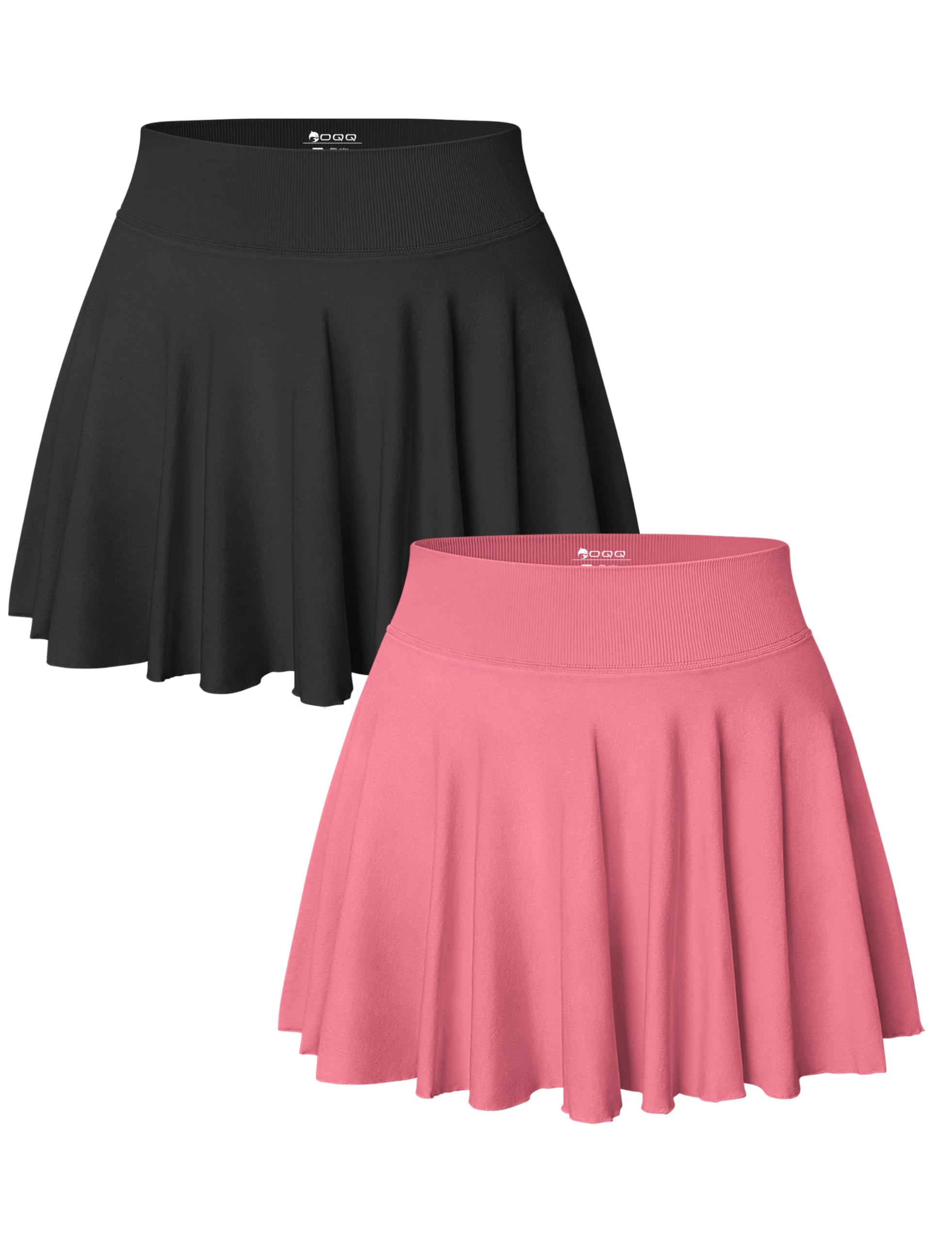 OQQWomen 2 Piece Skirts 2 in 1 Flowy Basic Versatile Stretchy Flared Casual Mini Skirts