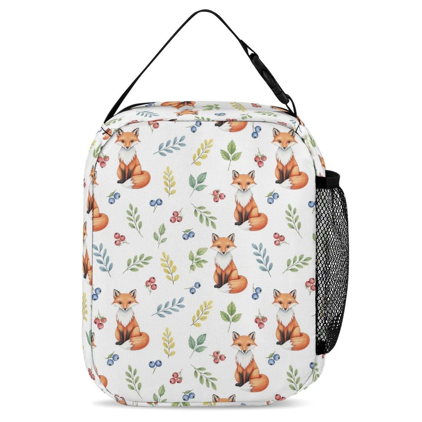 Ensemble sac à dos à motif renard, sac à lunch et trousse de maquillage inclus.