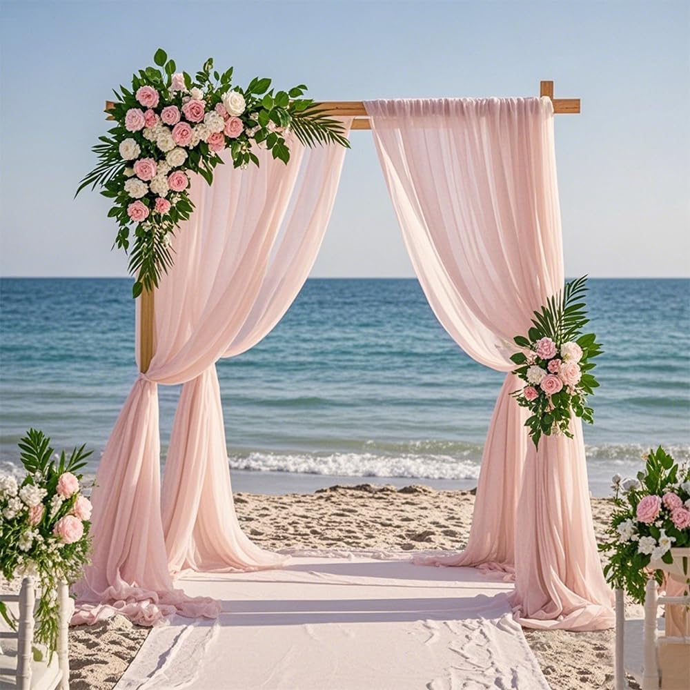 2 Pack Blush Pink Wedding Arch Draping Fabric, 29" X 20FT Chiffon Wedding Draping Fabric for Ceremony Party Decor