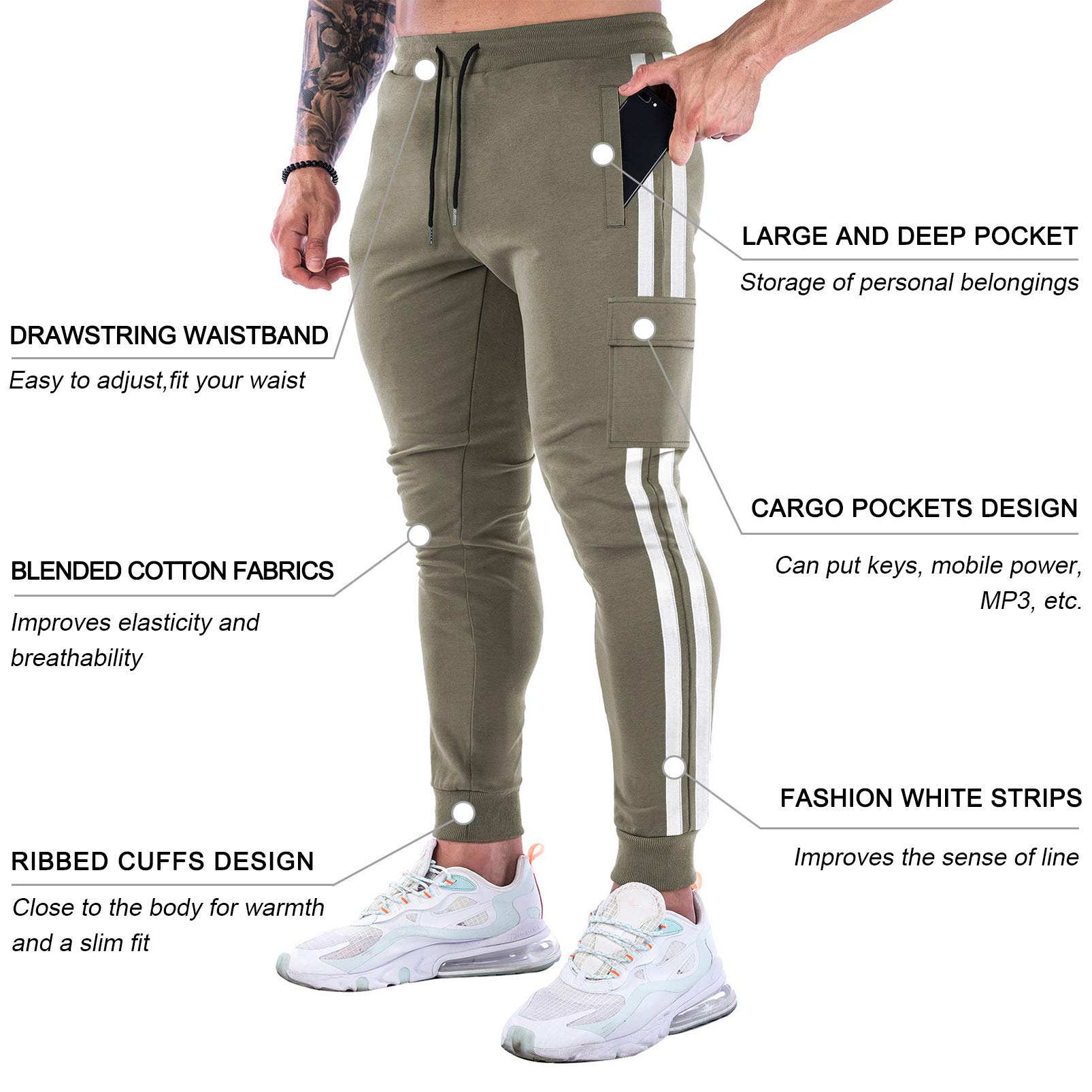DIOTSR Mens Gym Jogger Track Pants Slim fit Athletic Workout