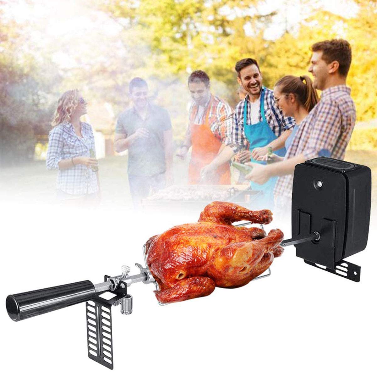 Kit Rôtisserie Inox 100cm - Pique Et Pinces à Viande - Pour Grillade Et BBQ
