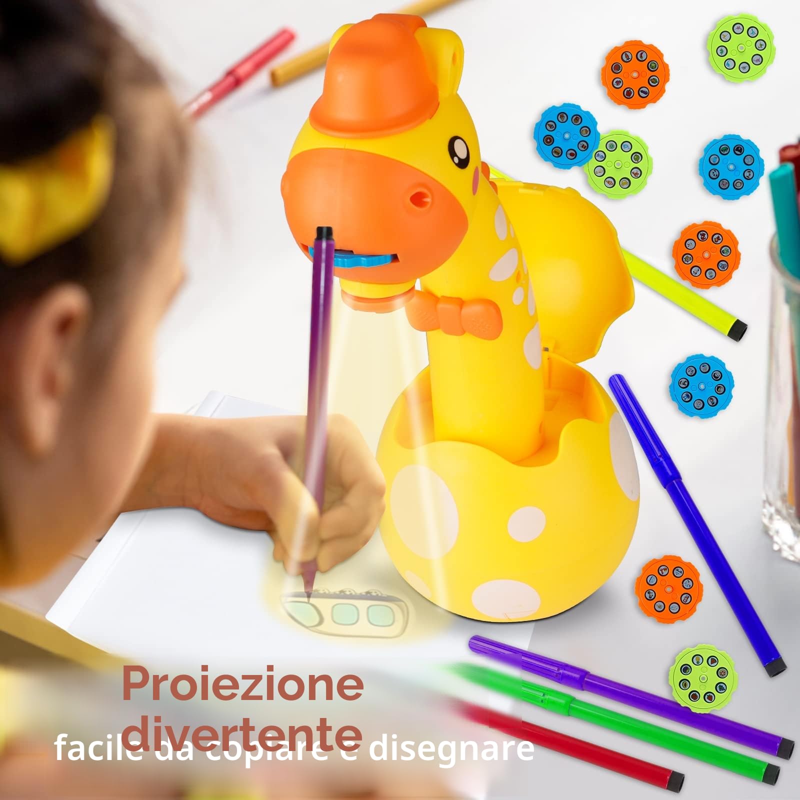 KETIEE Proiettore Disegno per Bambini, Tavolino con Proiettore Intelligente, tracciare e disegnare, Toy Tavolo da Disegno per Bambini 2 3 4 5 6 Anni(Giallo)