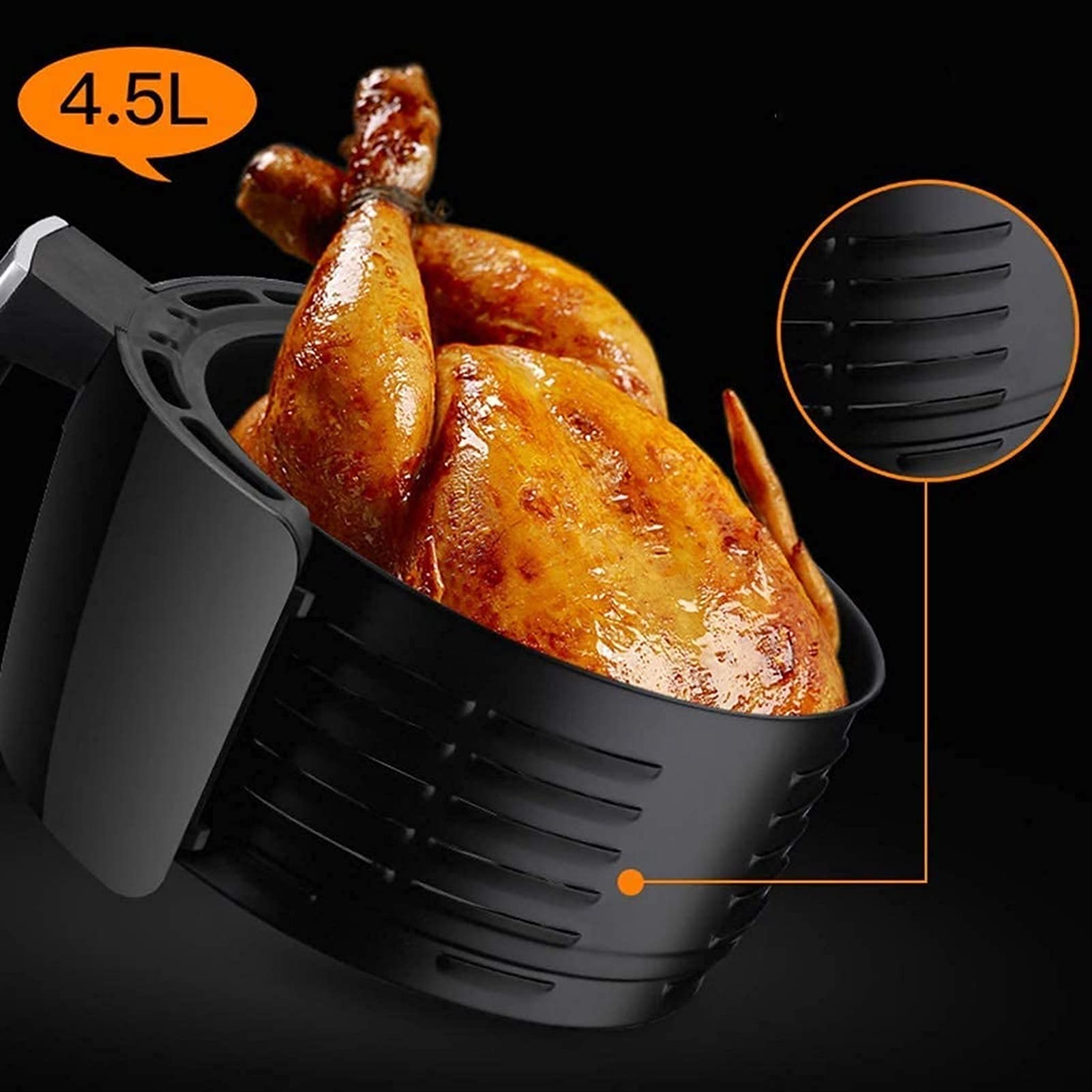Frytkownica powietrzna do użytku domowego Frytkownica powietrzna 4,5 l Timer 30-minutowy i regulowana temperatura Frytownice beztłuszczowe Beztłuszczowe frytownice do domu i kuchni interesting