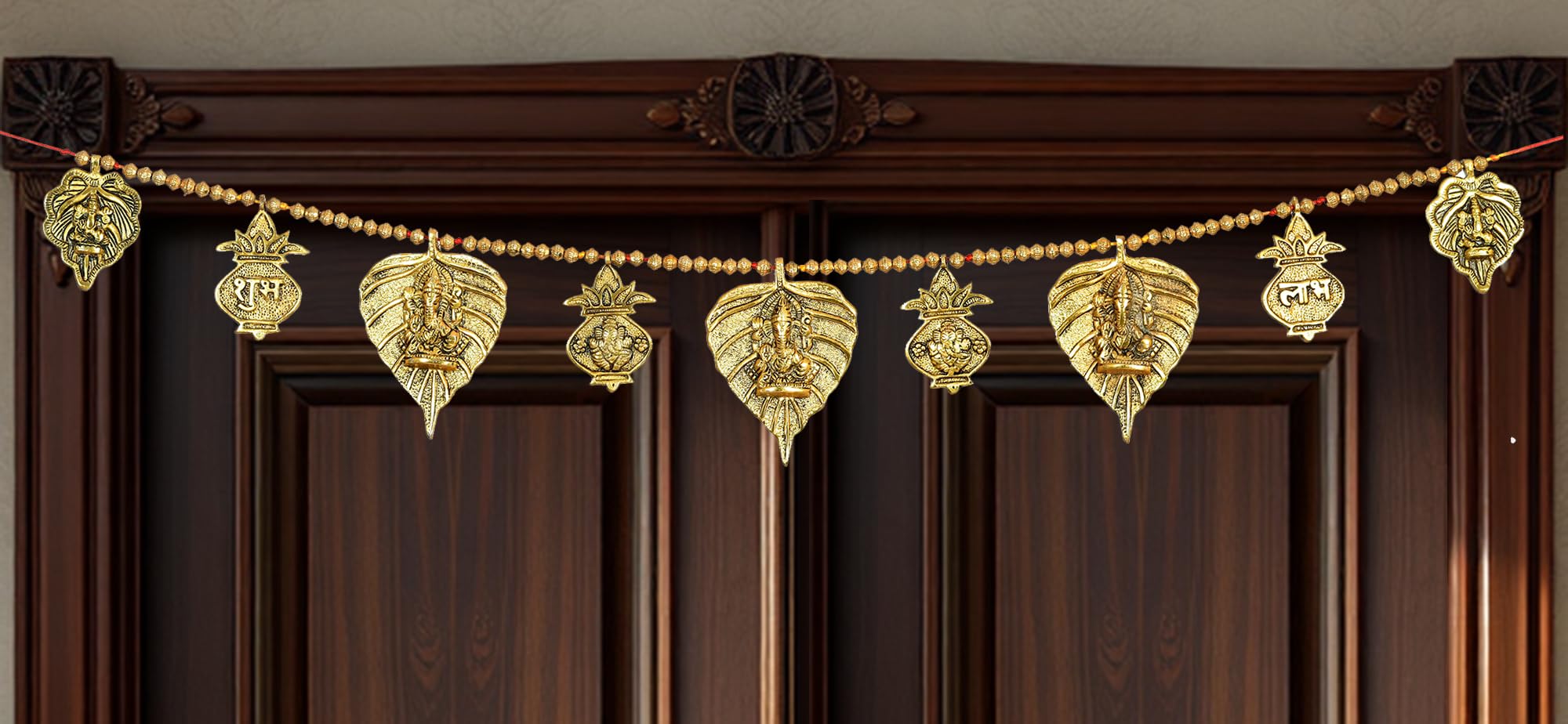 Nirmal Handicrafts Metal Toran with Ganesh & Leaf Design | Decorative Bandhanwar for Door & Wall | Traditional Home Décor for Diwali, New Year & Festivals (Pack of 1)