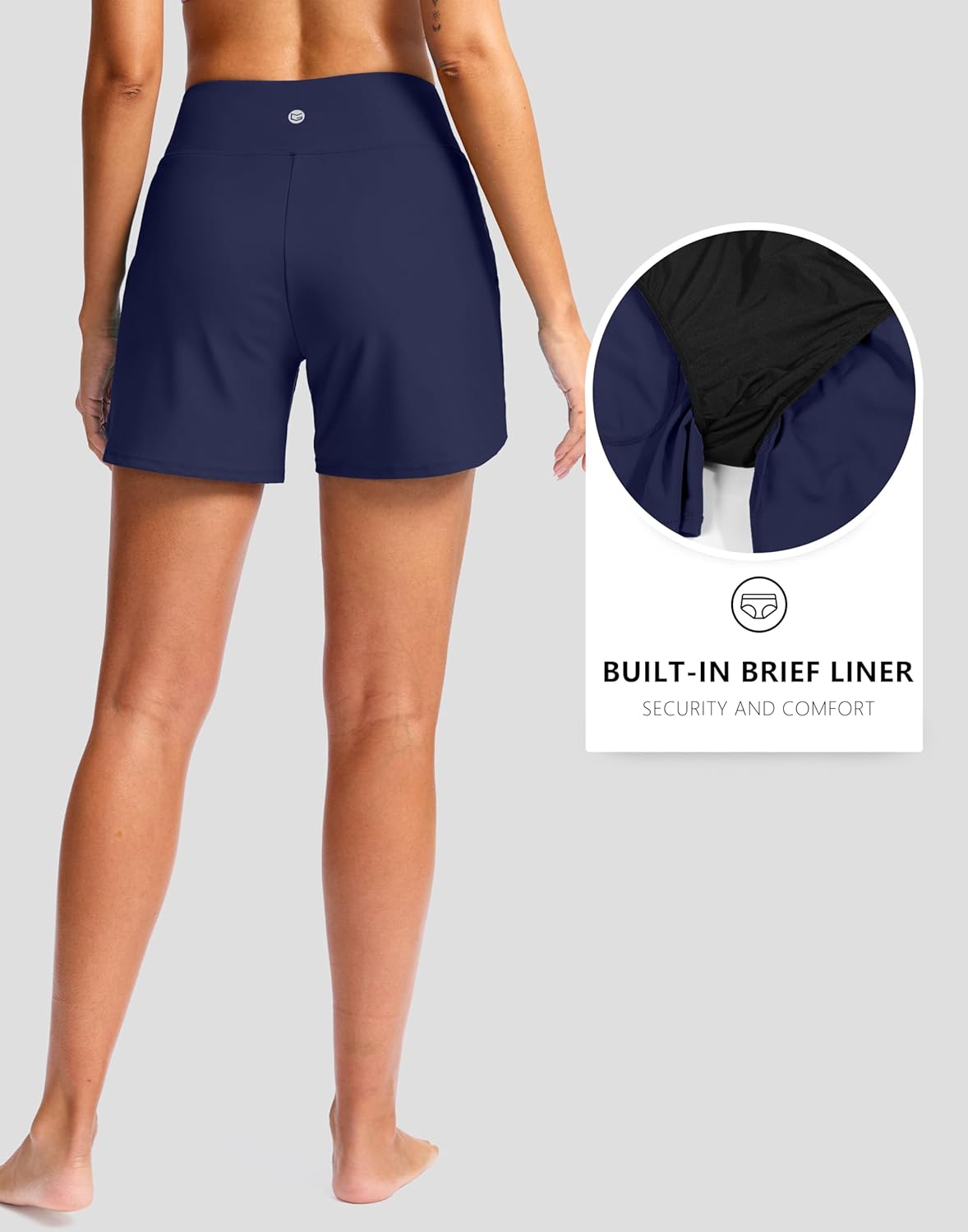 G Gradual Women's 5" Swim Board Shorts Quick Dry High Waisted Beach Shorts for Women Swimsuit Bottoms with Liner Pockets