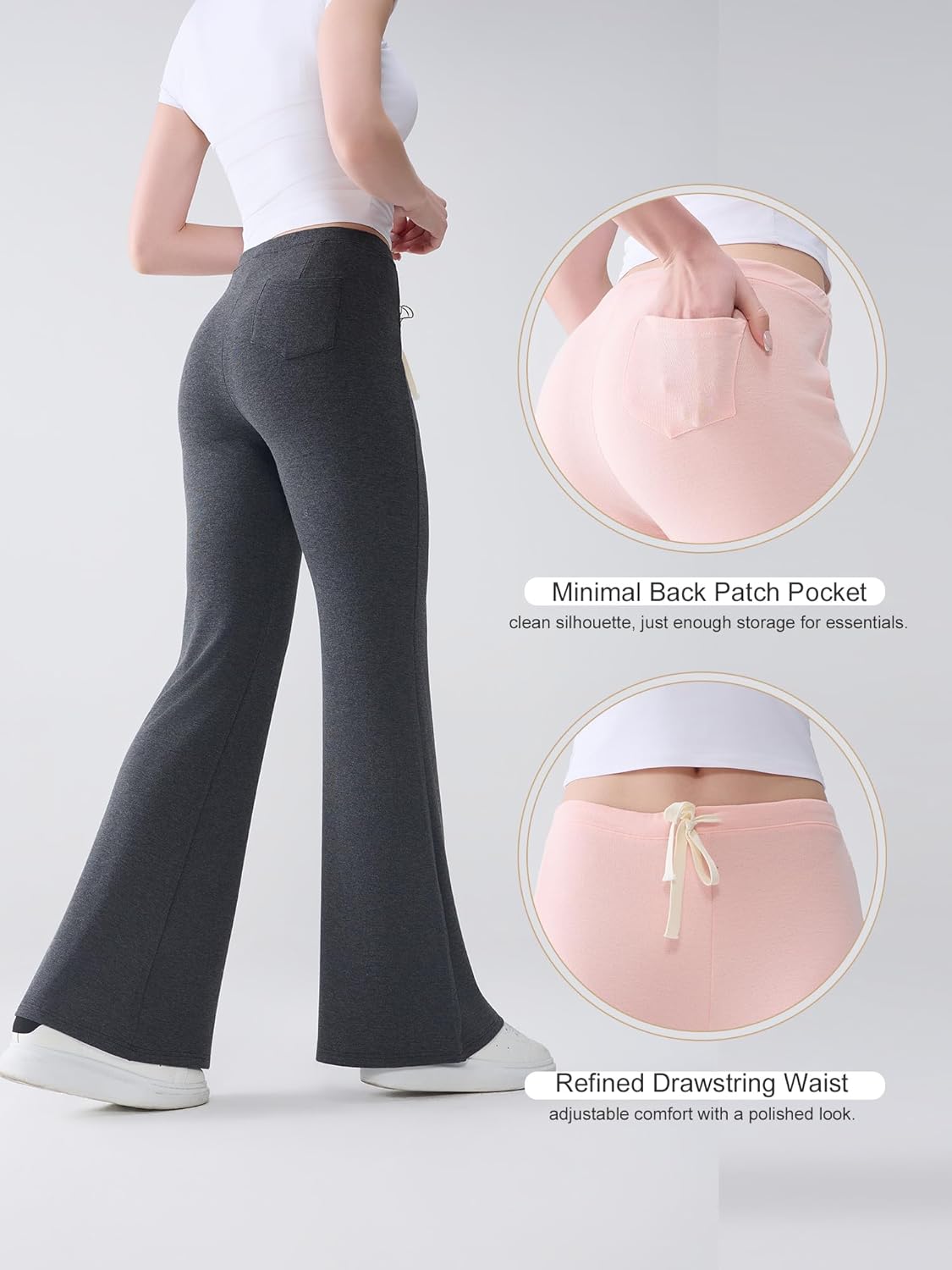 Tall Women’s Mid Rise Bootcut Lounge Pants, Silky Viscose Yoga Pajama Bottoms with Drawstring Waist,30/32/34/36 Inseam