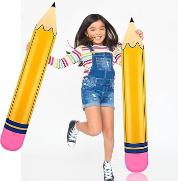 Funy Yellow Pencil Balloons 5pcs Back to School Foil Balloon - 28 Giant Pencil Inflatable Balloon The First Day of School Classroom Welcome Party Favors Decorations Siupplies 2pcs