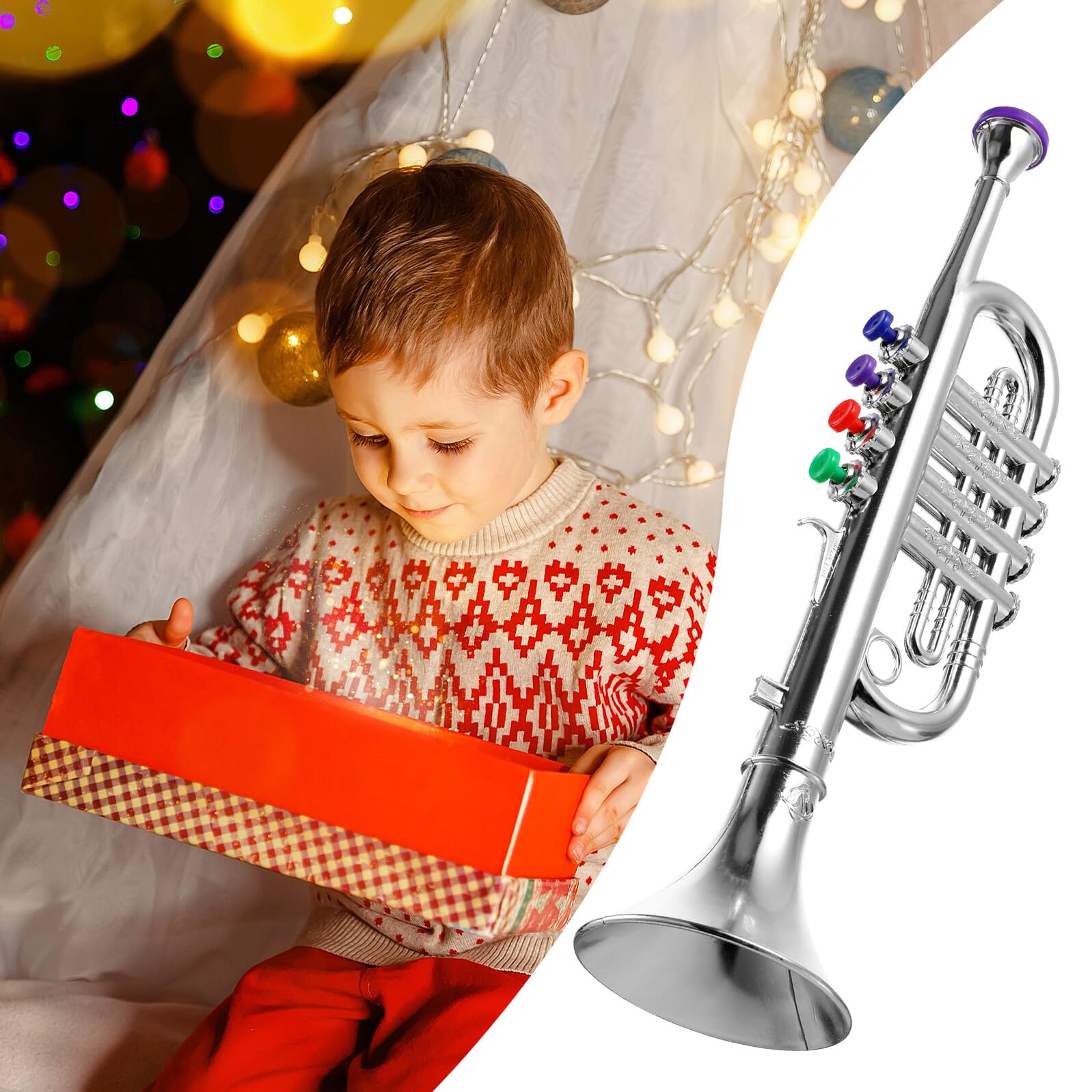 Tromba di Plastica per Piccoli Giocattolo Musicale Educativo Portatile Strumento a Fiato Sicuro e Leggero per Sviluppo Capacità Musicali e Gioco Educativo