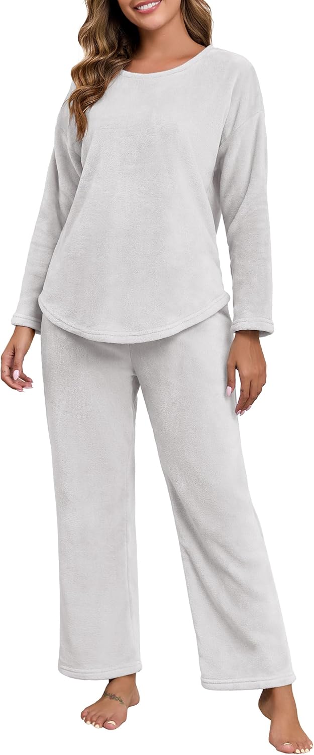 PrinStory Fluffy Pajamas for Women Set Winter Fleece Pajama Sets Warm Fuzzy Pjs Flannel 2 Piece Lounge Sets with Pockets - Image 2