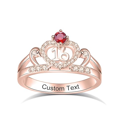 Miniatura 3 de Dulces 16 regalos para niñas, decoraciones de cumpleaños de dieciséis y 16, anillo de joyería de regalo para hija, anillos de piedra natal para