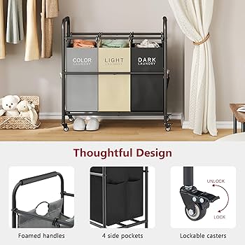 【送料無料】Laundry Basket Wagon 3rack/3color Amazon.com: SUOERNUO Laundry Sorter Basket 3 Bag Laundry