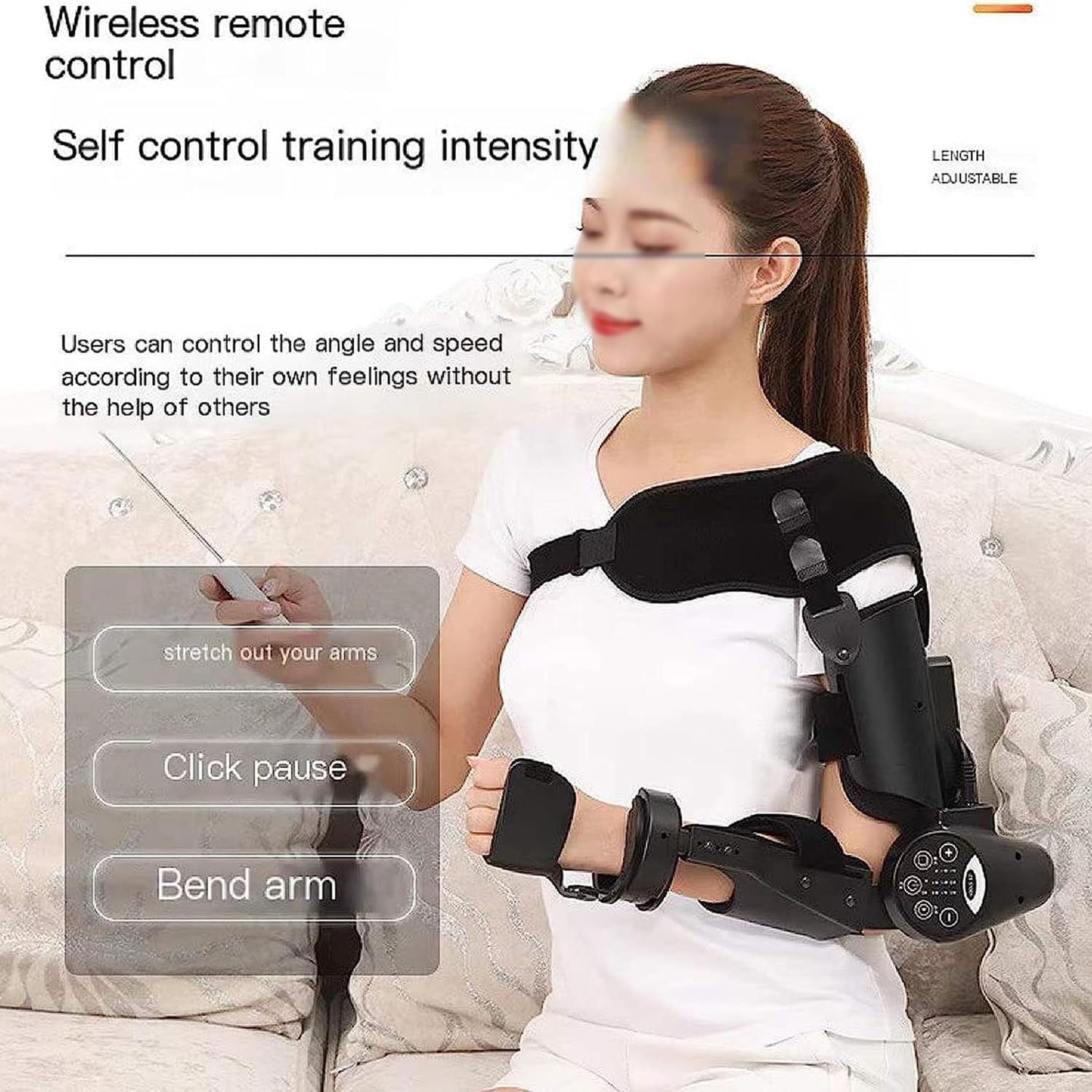 XNXWDZ Electric Elbow Rehabilitation Device, Hinged Elbow Support Arm Exerciser for Stroke Hemiplegia Patients (Left Arm)