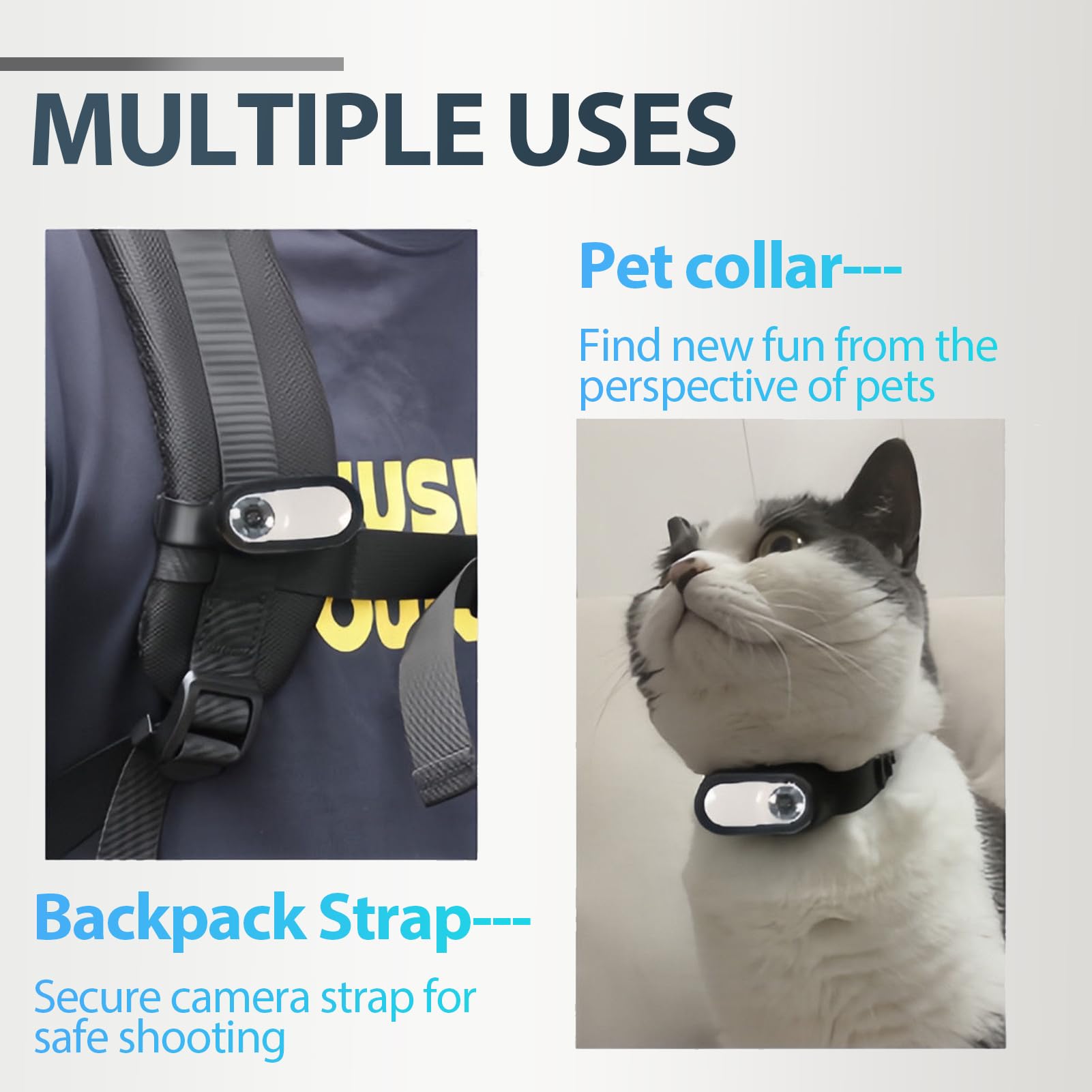 Elprico Katzen Kamera Halsband,1080P 170° Weitwinkel Katzenhalsband Mit Kamera,USB Wiederaufladbar Hunde Kamera für Hunde und Katzen